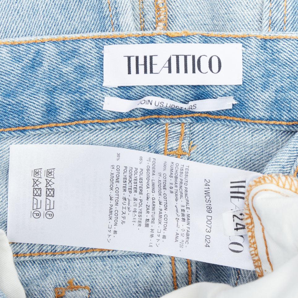 THE ATTICO blue washed denim multi pocket cargo midi skirt 24