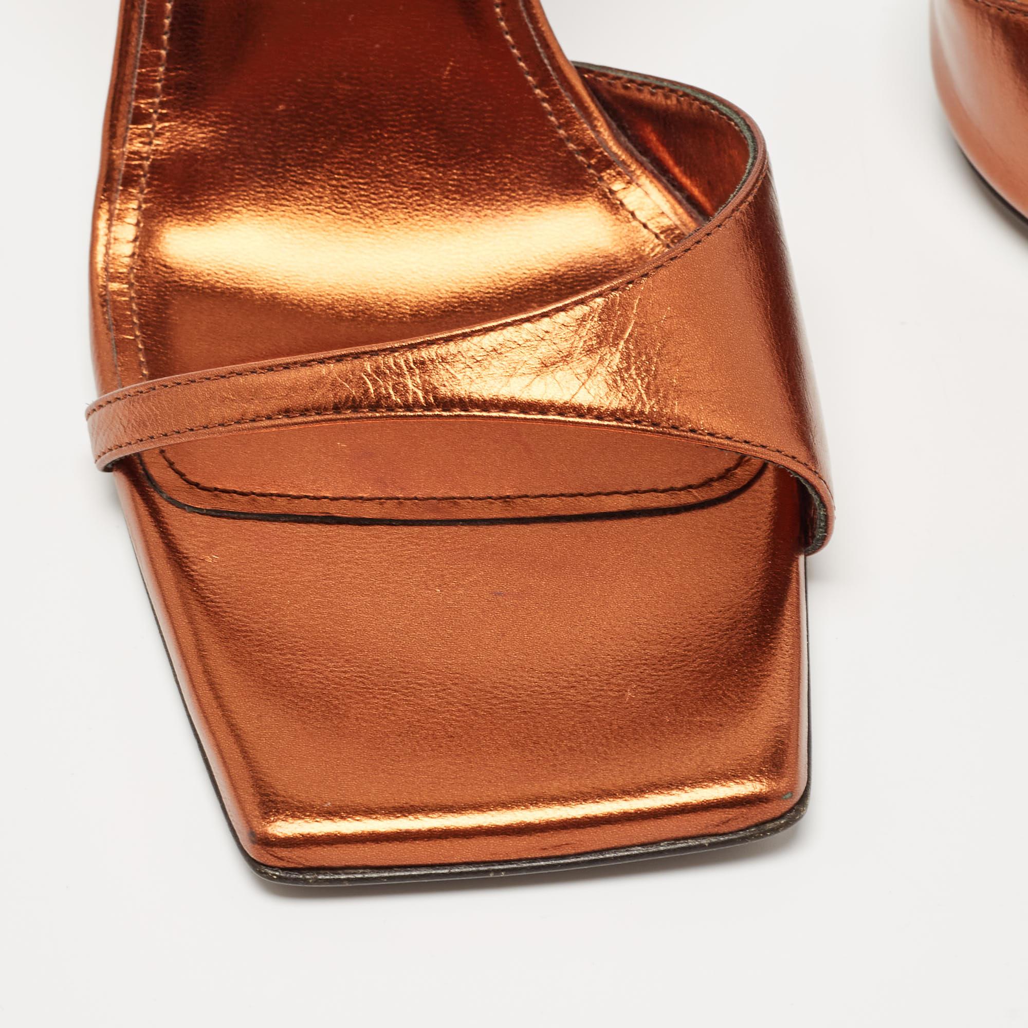 The Attico Brown Leather Slingback Sandals Size 39 In Excellent Condition In Dubai, Al Qouz 2