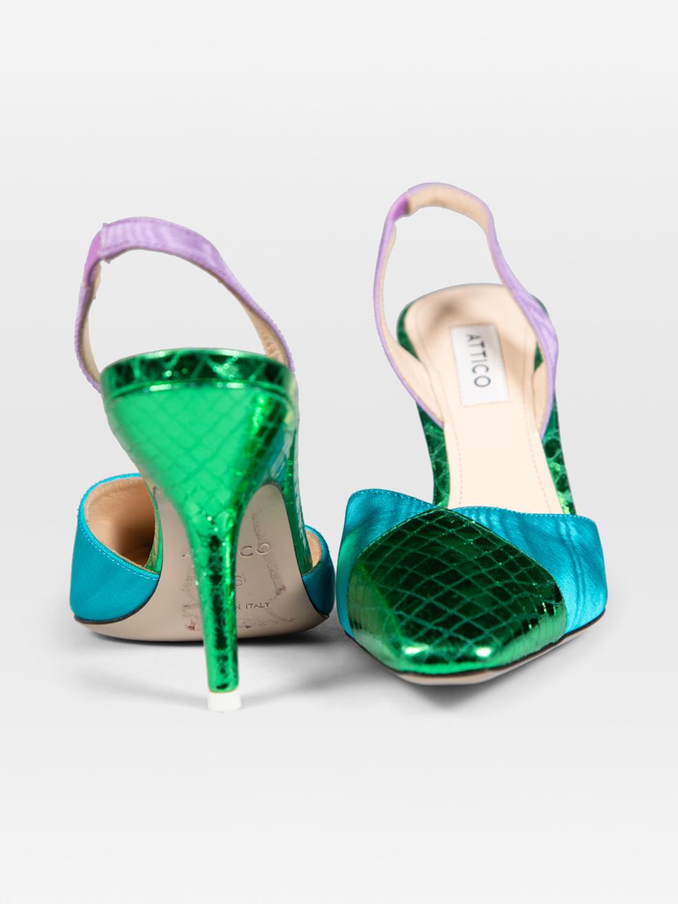 Blue The Attico Colour Block Slingback Heels Size IT 36