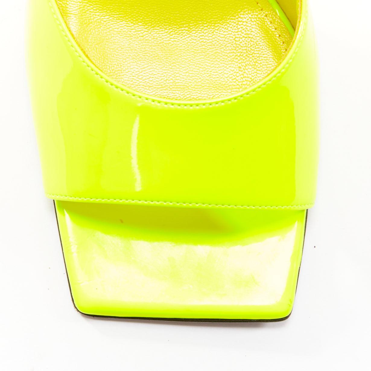 THE ATTICO Devon neon yellow leather open square toe mules heels EU37.5 1