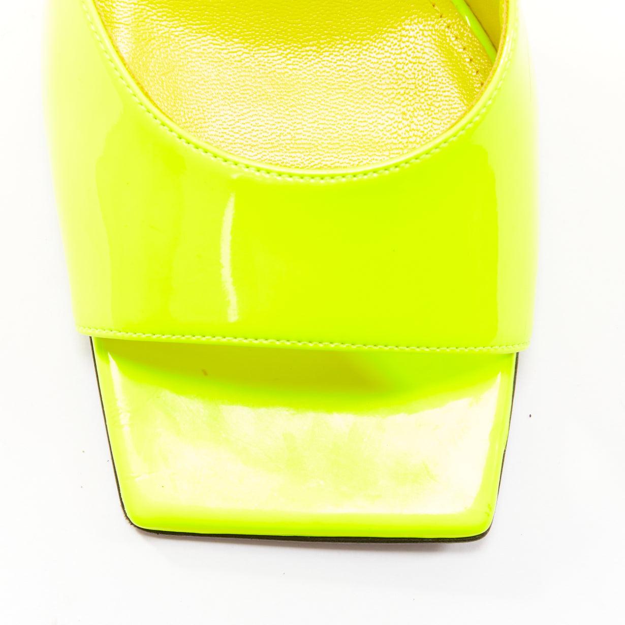 THE ATTICO Devon neon yellow leather open square toe mules heels EU37.5 For Sale 2