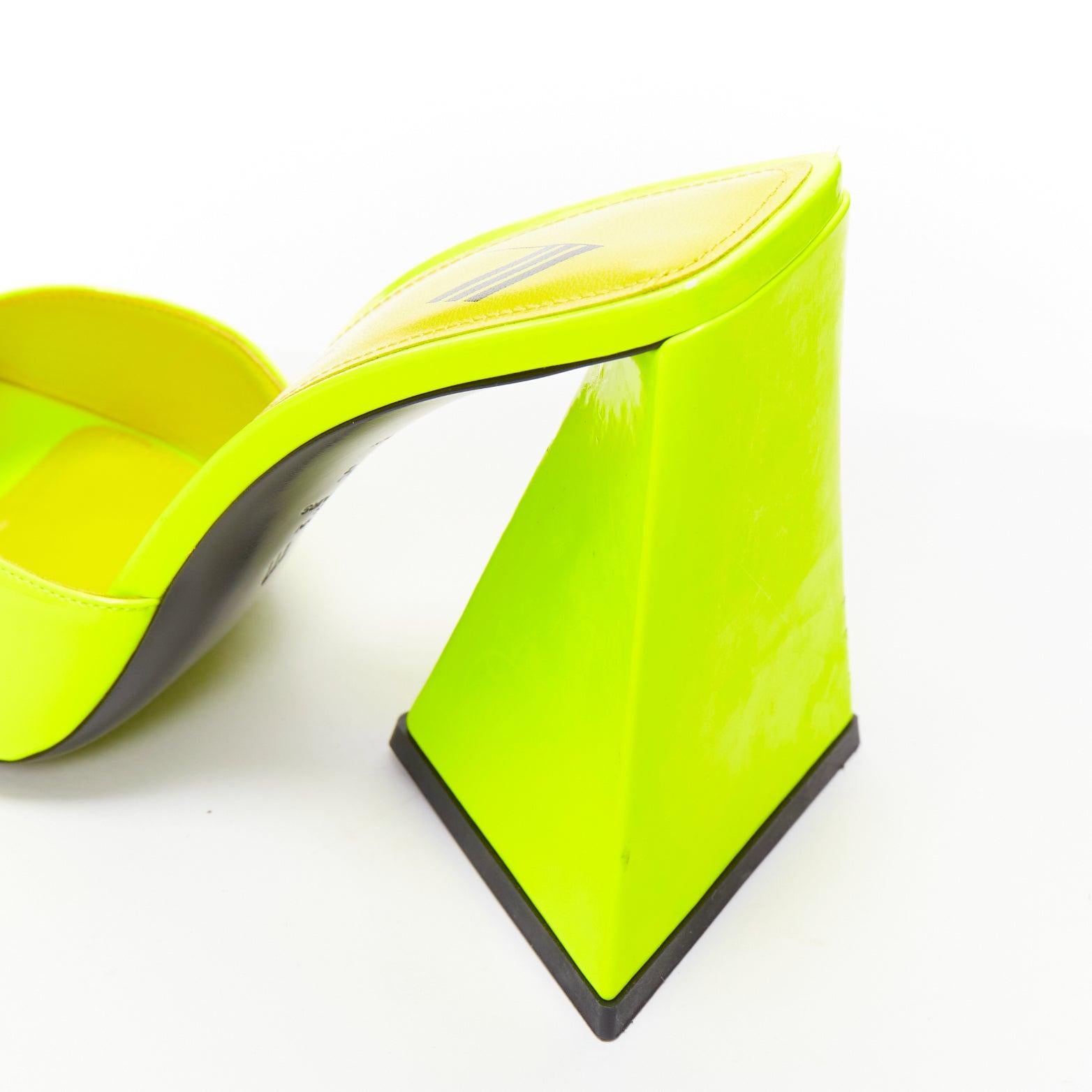 THE ATTICO Devon neon yellow leather open square toe mules heels EU37.5 For Sale 4