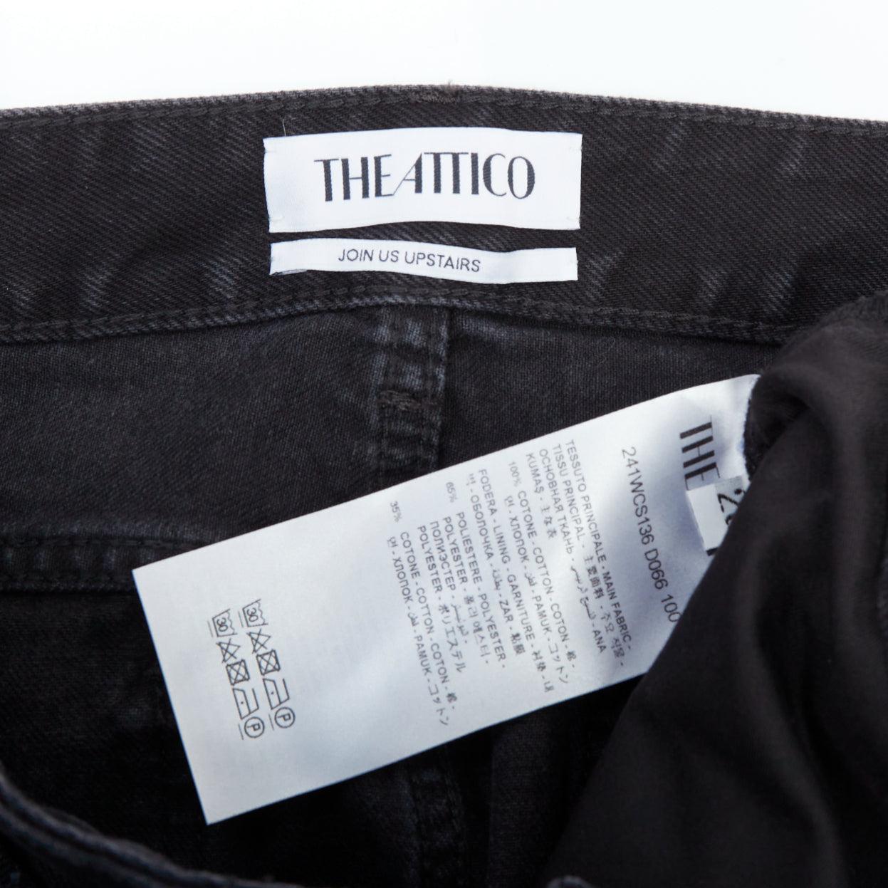 THE ATTICO Fay black washed denim pocketed cargo mini skirt 26
