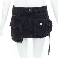 THE ATTICO Fay mini gonna cargo con tasche in denim lavato nero 26"