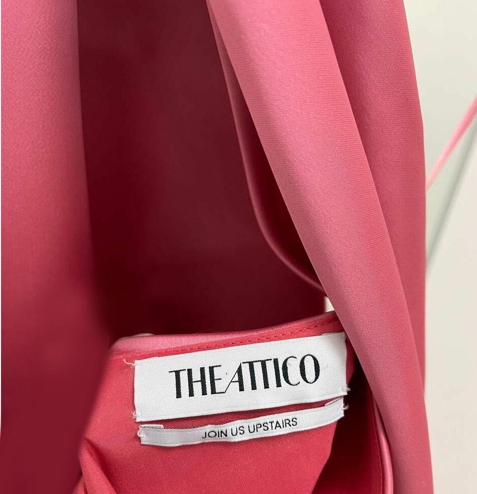 The ATTICO Feather-Trimmed Silk Tie-Neck Maxi Dress EU 42  In Excellent Condition In Montgomery, TX