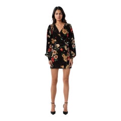 The Attico Floral Print Velvet Mini Dress Size S