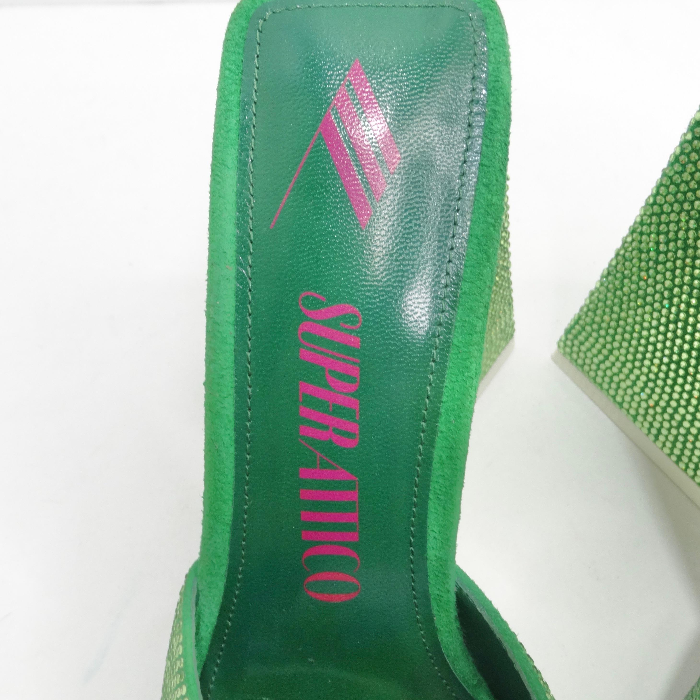 The Attico Green Devon Heeled Sandal In Excellent Condition For Sale In Scottsdale, AZ
