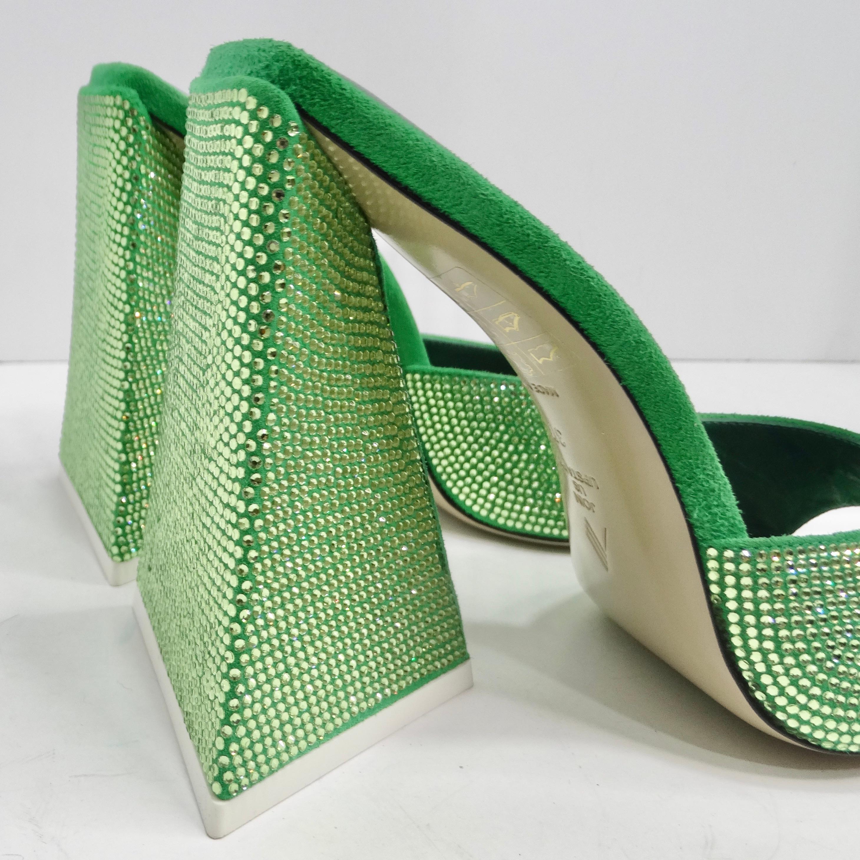 The Attico Green Devon Heeled Sandal For Sale 1