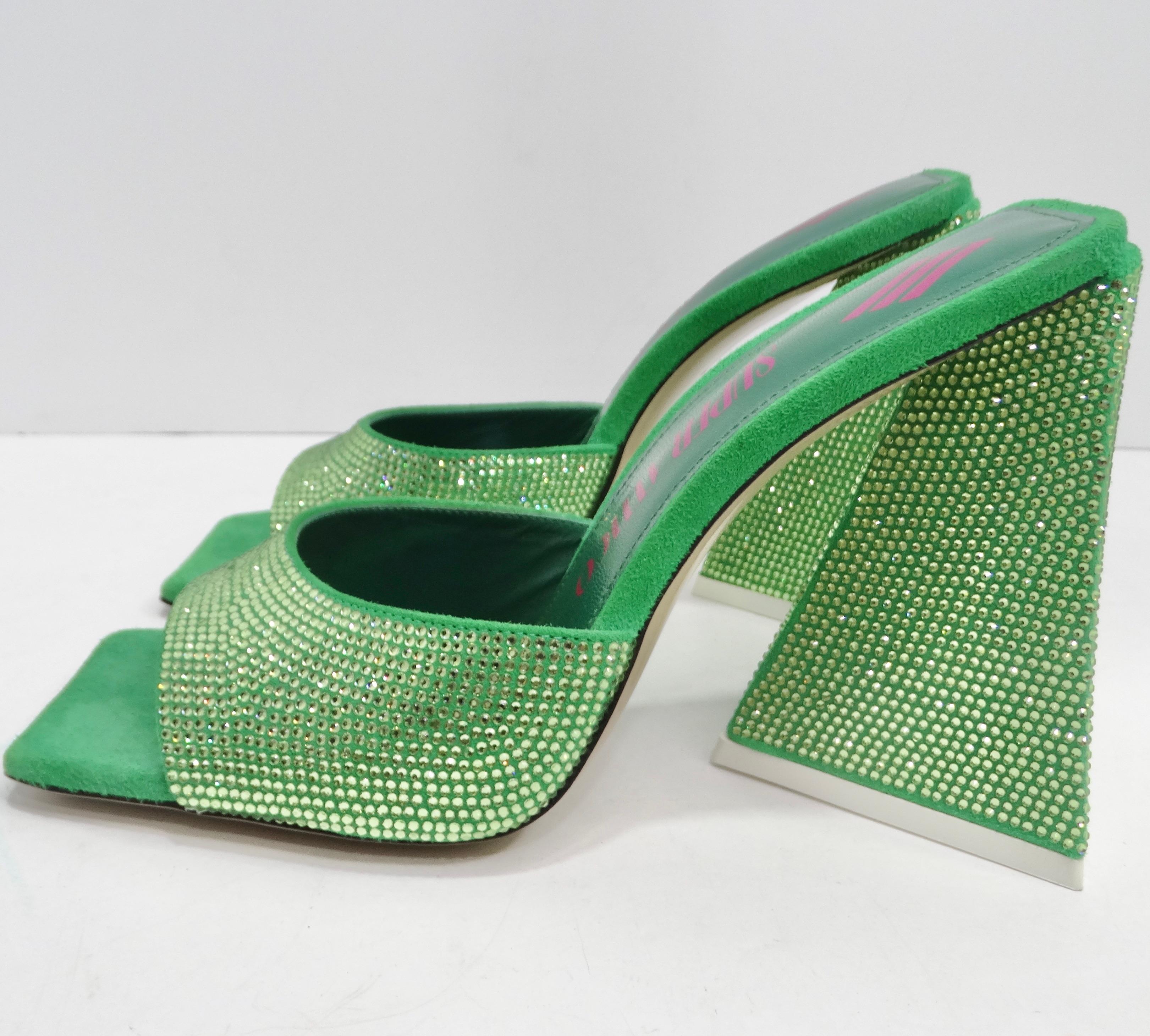 The Attico Green Devon Heeled Sandal For Sale 3