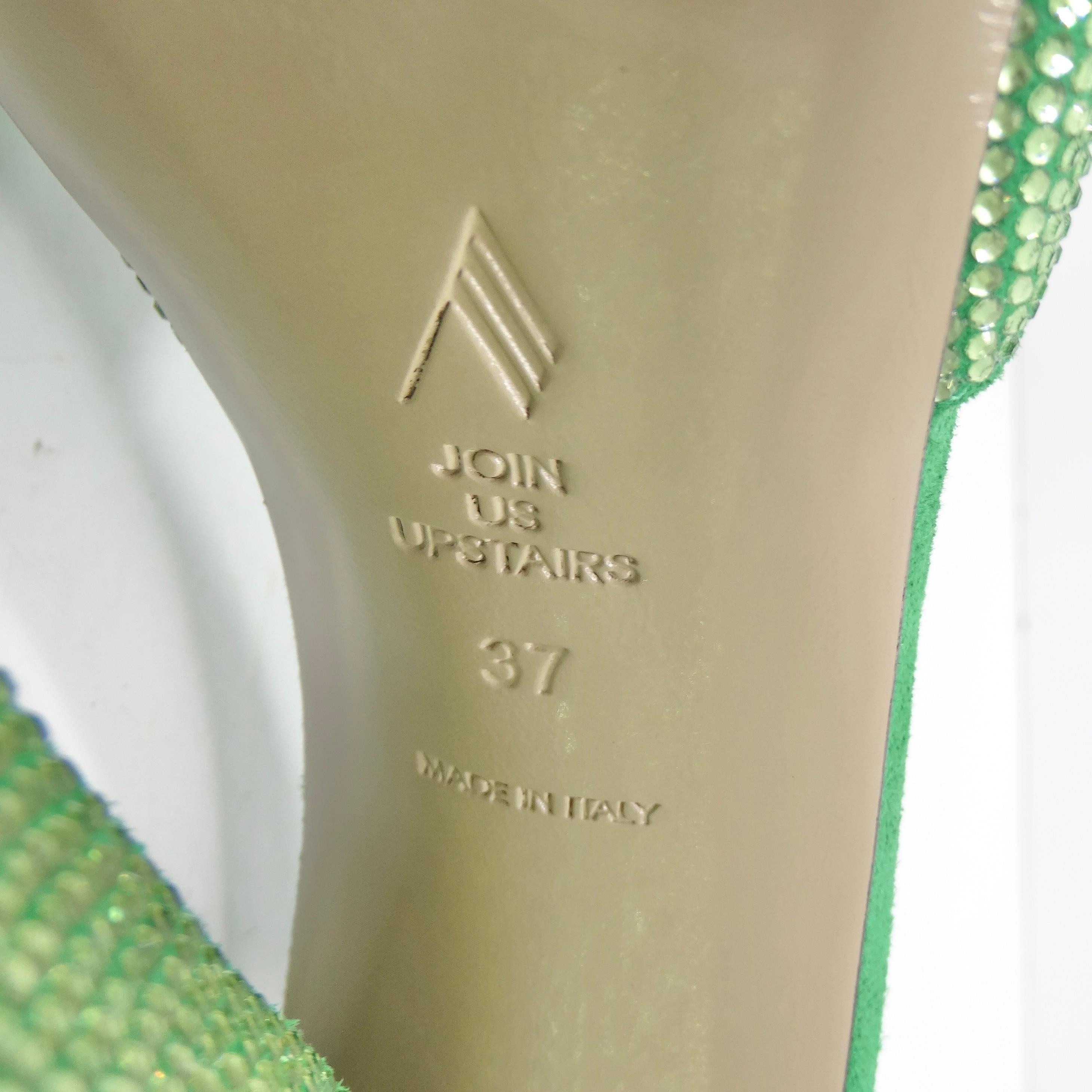 The Attico Green Devon Heeled Sandal For Sale 4