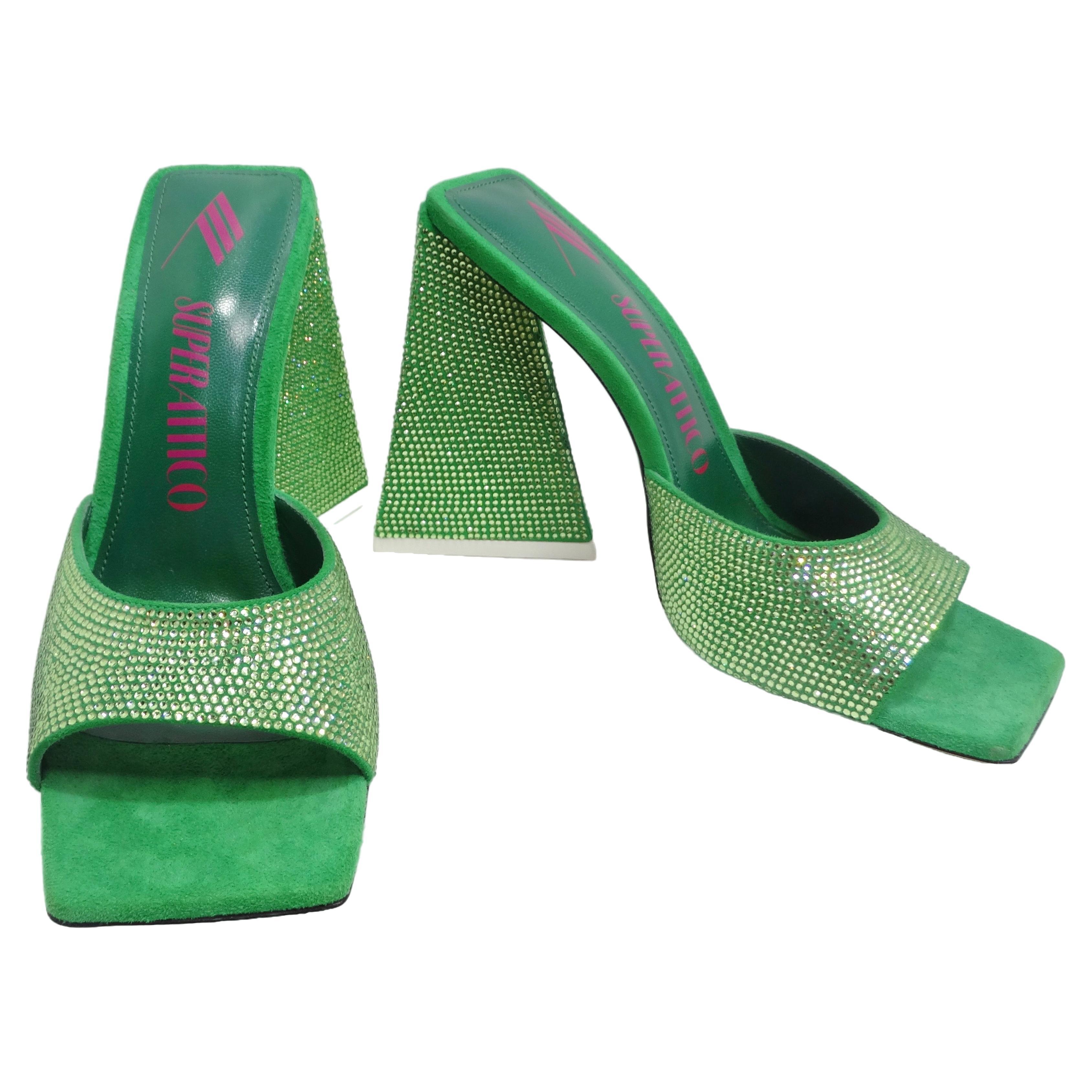 The Attico Green Devon Heeled Sandal For Sale