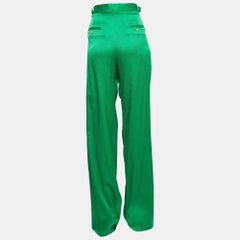 The Attico Green Satin Martellato Wide-Leg Pants M