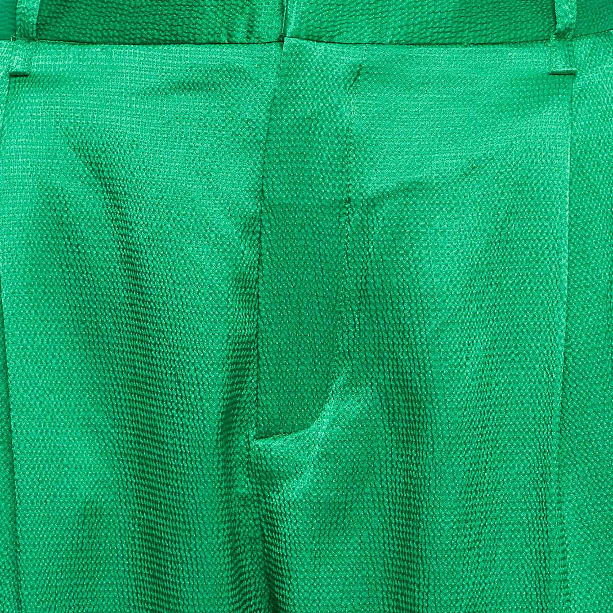 Vert The Attico Martellato Pantalon à manches larges en satin vert M en vente