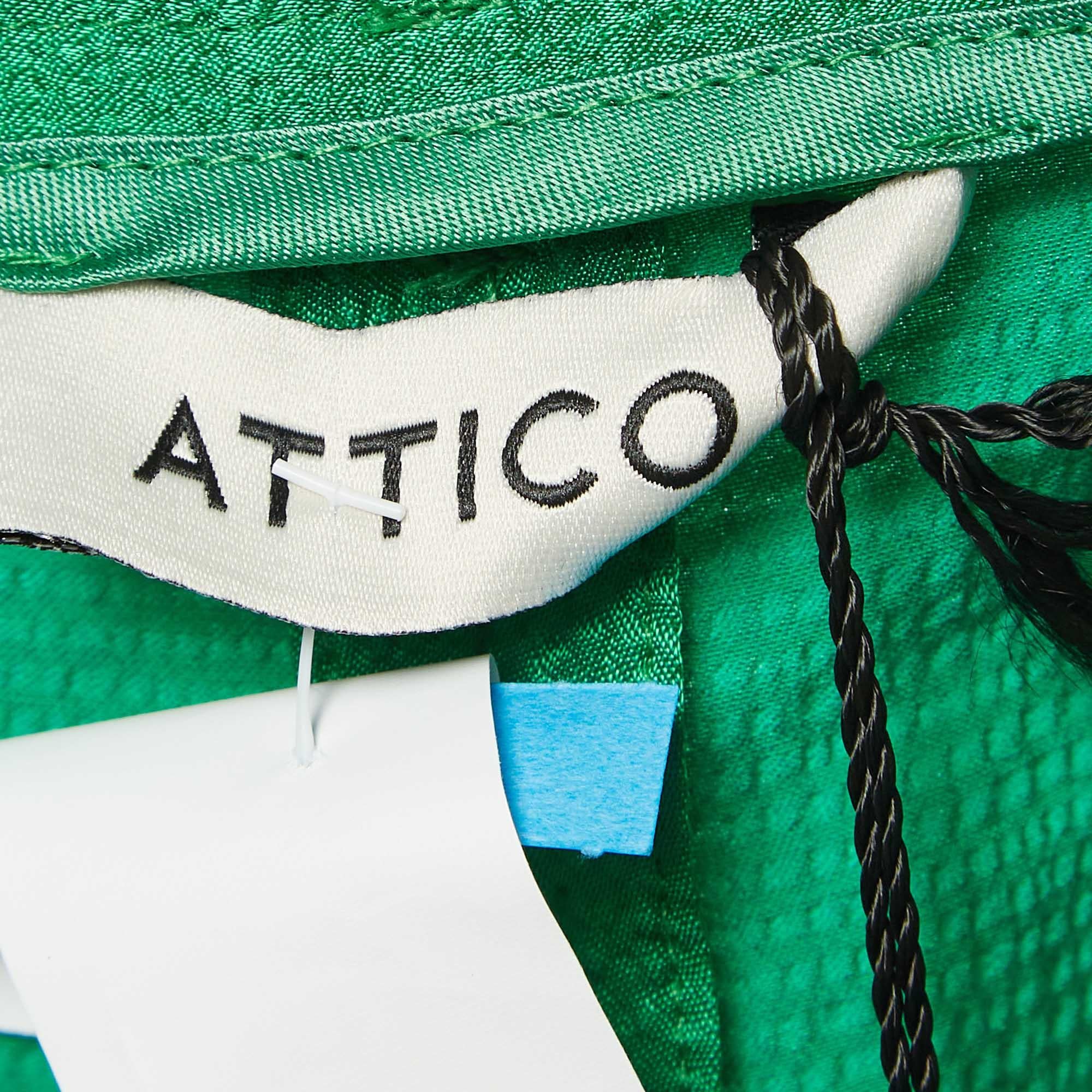 The Attico Martellato Pantalon à manches larges en satin vert M Neuf - En vente à Dubai, Al Qouz 2