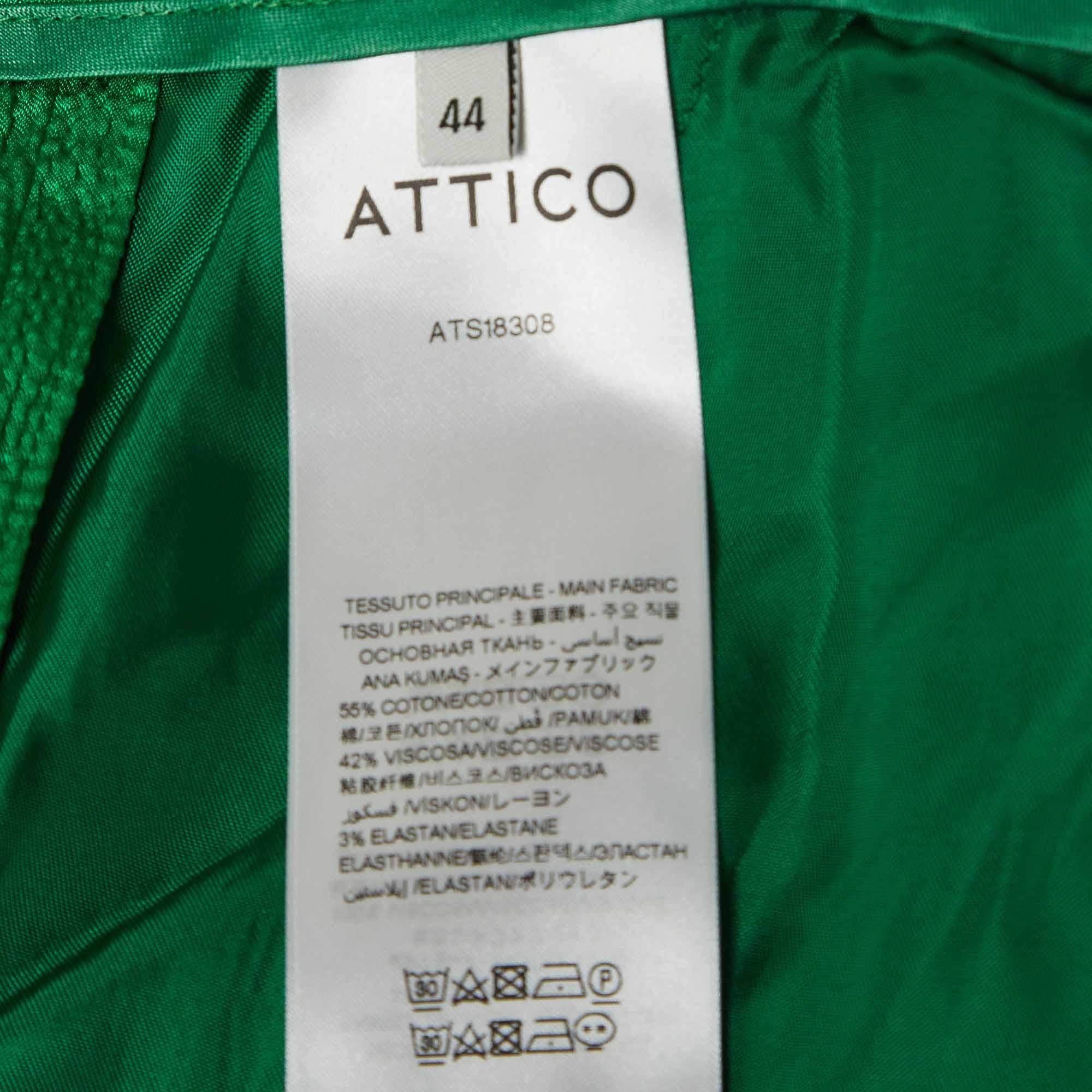 The Attico Martellato Pantalon à manches larges en satin vert M Pour femmes en vente