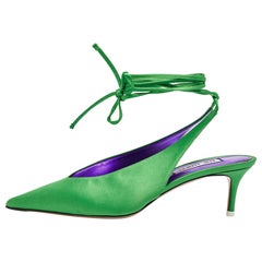 The Attico Green Satin Venus Ankle Wrap Pumps Size 39 The Attico Green Satin Venus Ankle Wrap Pumps Size 39