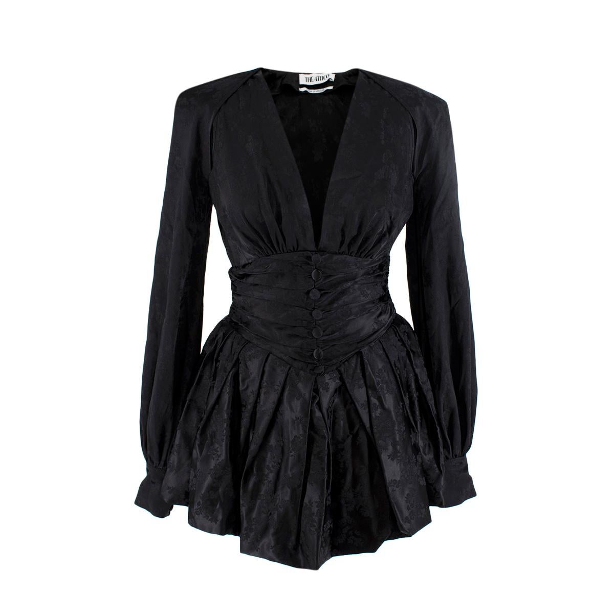 Das Attico Jacquard Black Body Minikleid - US-Größe 2