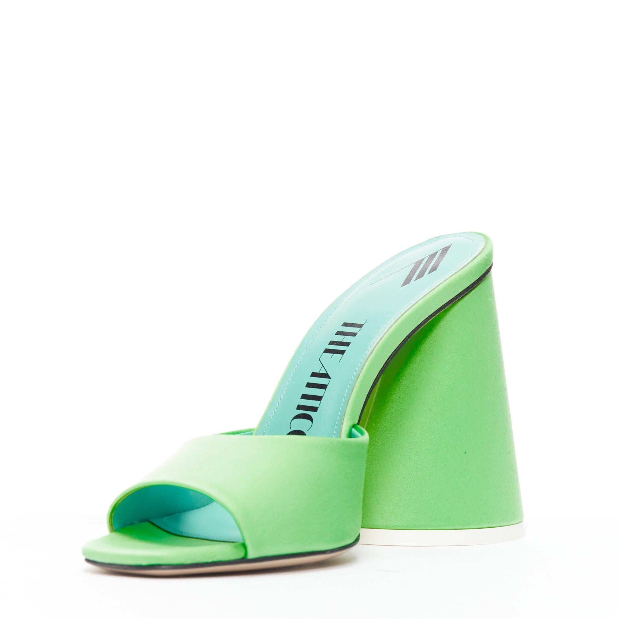 Women's THE ATTICO Luz mint green satin sculptural cone heel open toe mule EU36.5 For Sale