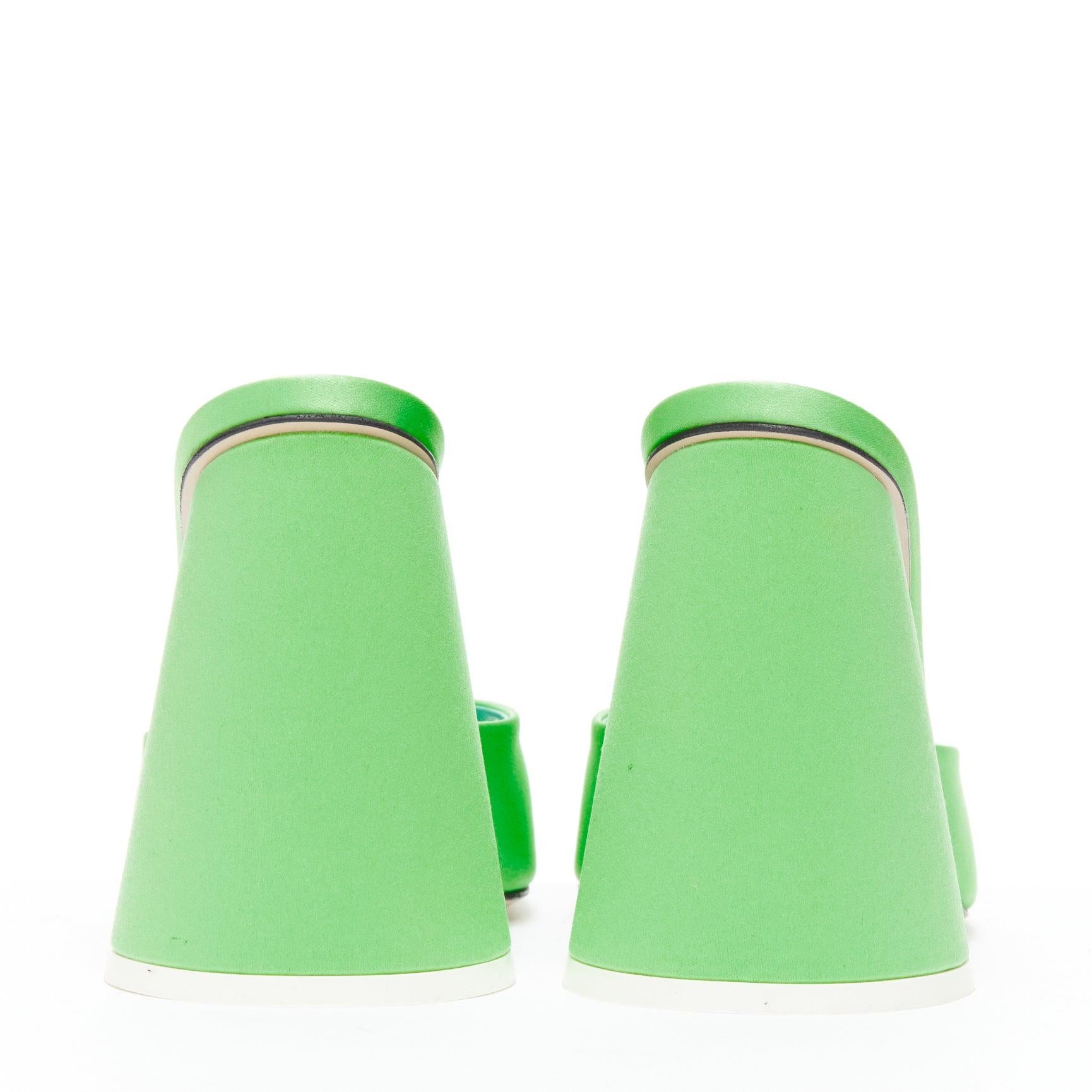 THE ATTICO Luz mint green satin sculptural cone heel open toe mule EU36.5 For Sale 1
