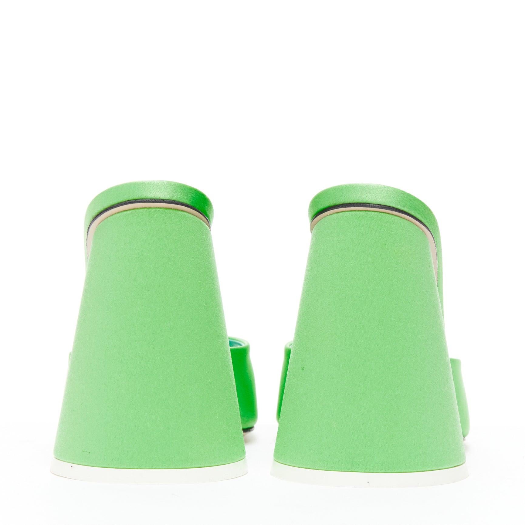 Donna THE ATTICO Luz in raso verde menta con tacco a cono scultoreo open toe mule EU36.5 in vendita