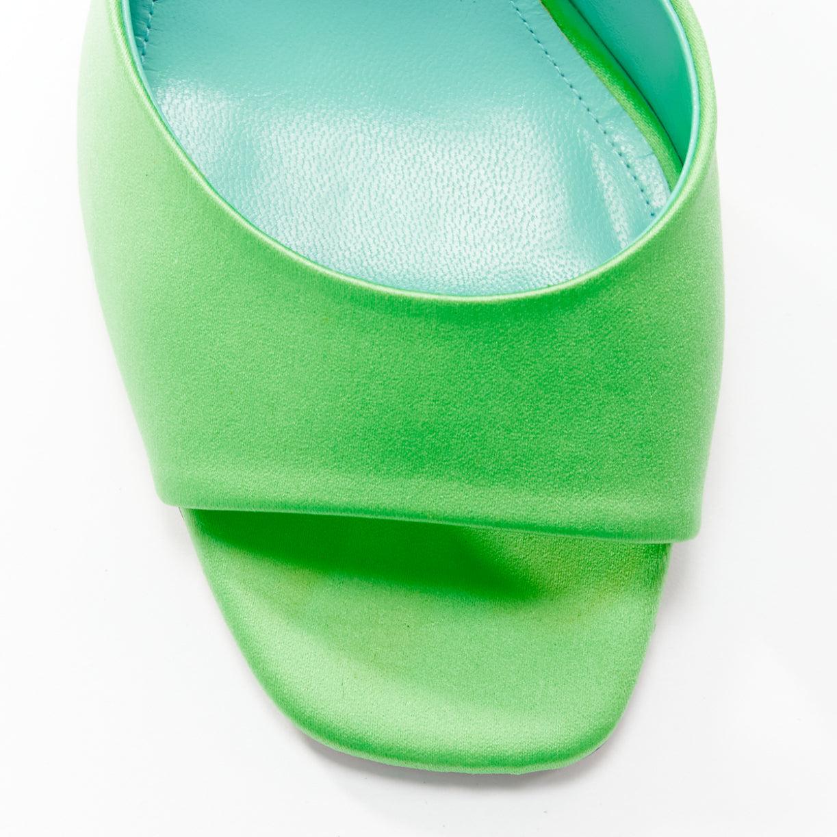 THE ATTICO Luz mint green satin sculptural cone heel open toe mule EU36.5 For Sale 2