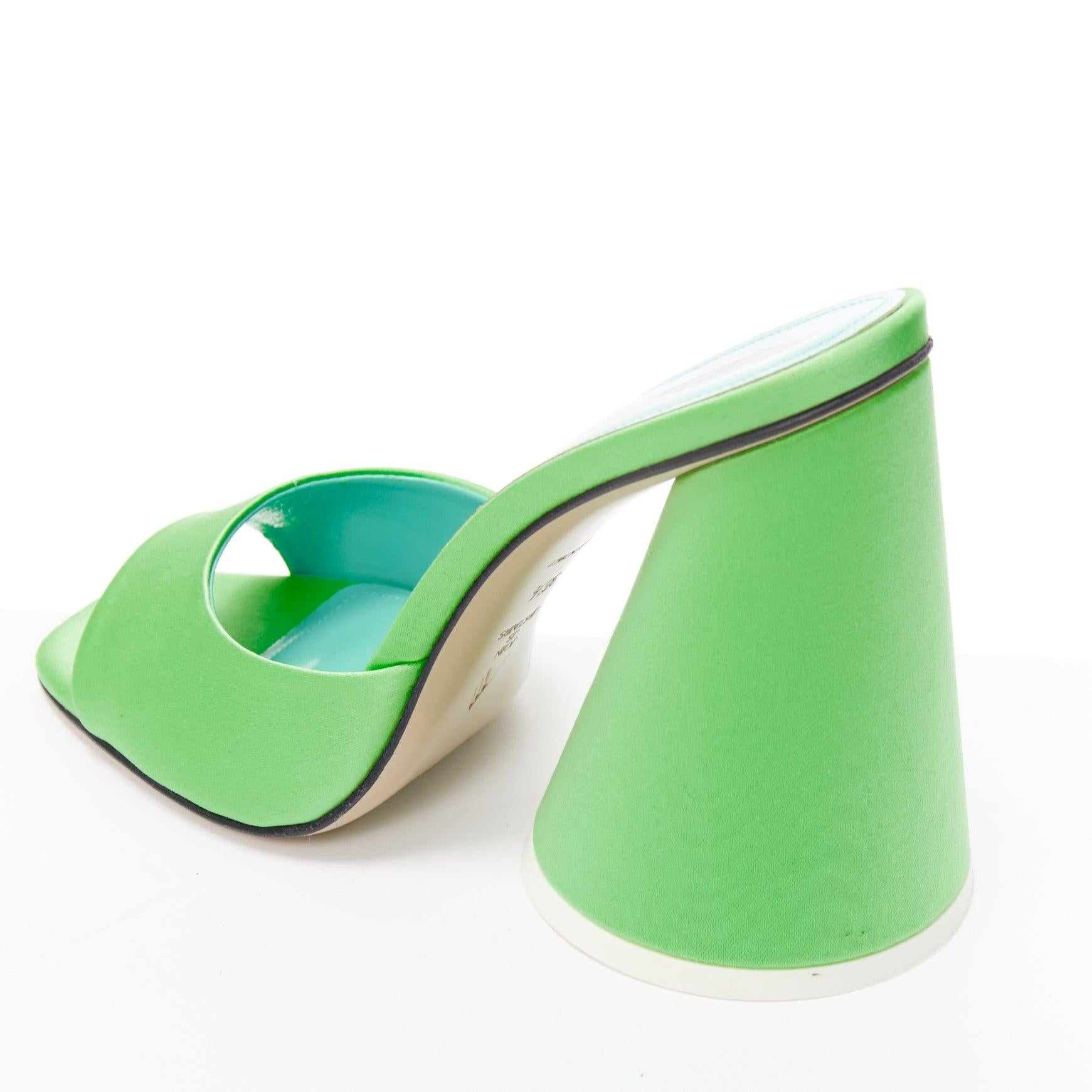 THE ATTICO Luz mint green satin sculptural cone heel open toe mule EU36.5 For Sale 4