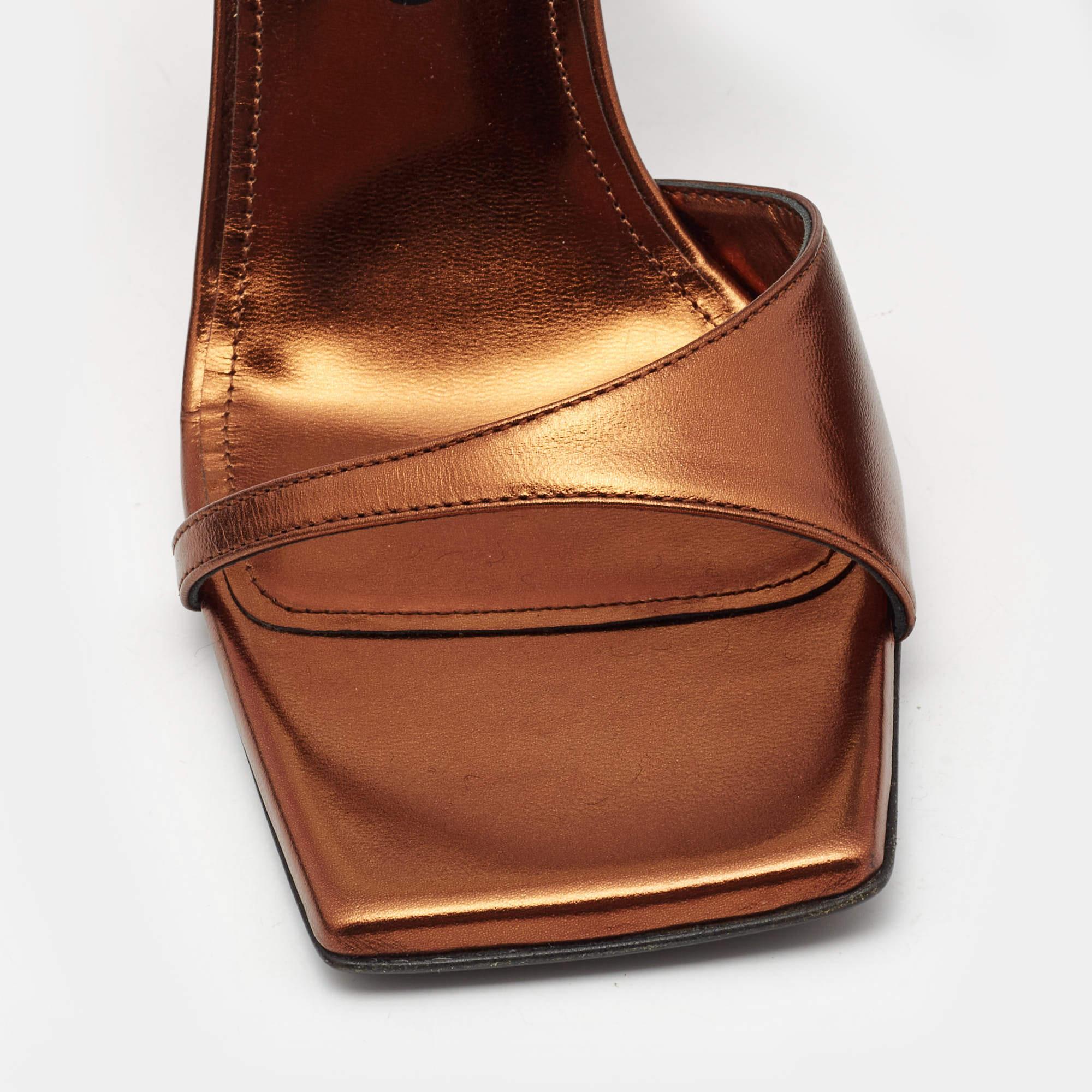 The Attico Metallic Bronze Leather Slingback Sandals Size 39 2