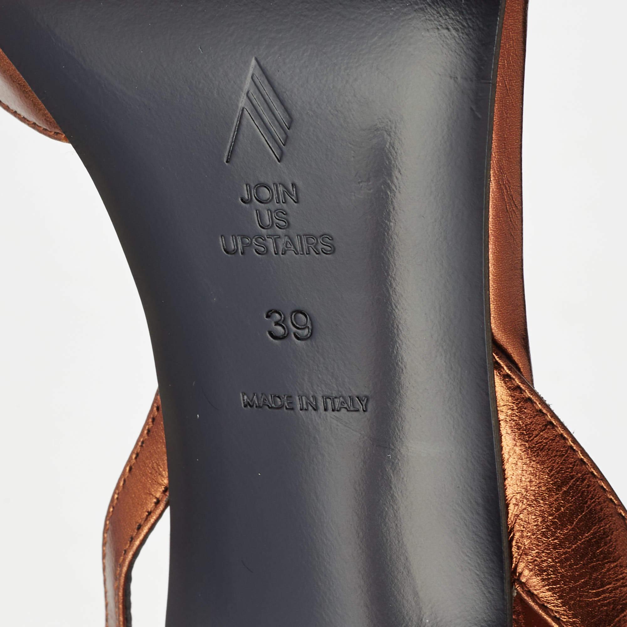 The Attico Metallic Bronze Leather Slingback Sandals Size 39 3
