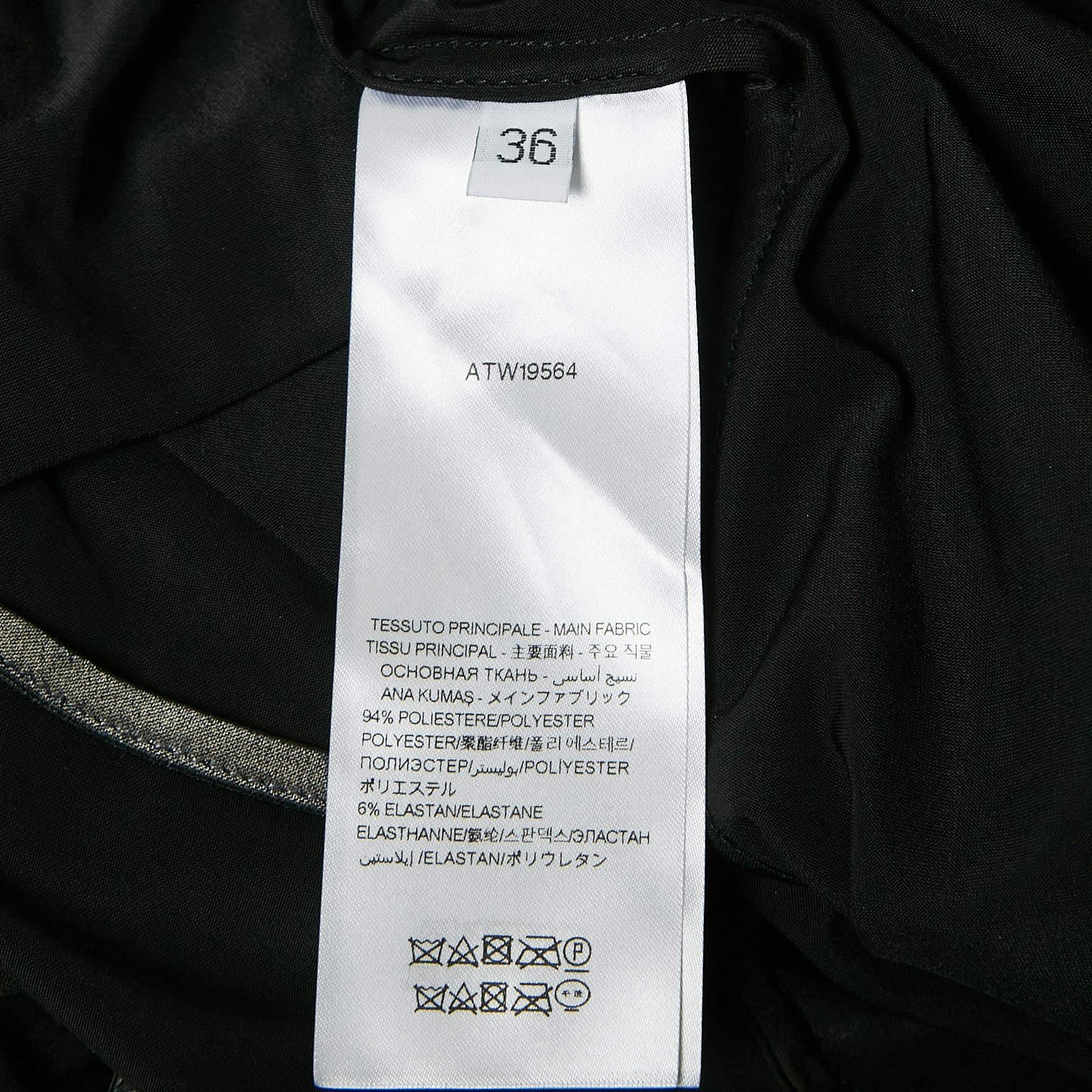 The Attico Metallic Silver Lamé Fan Detail Long Dress XS 1