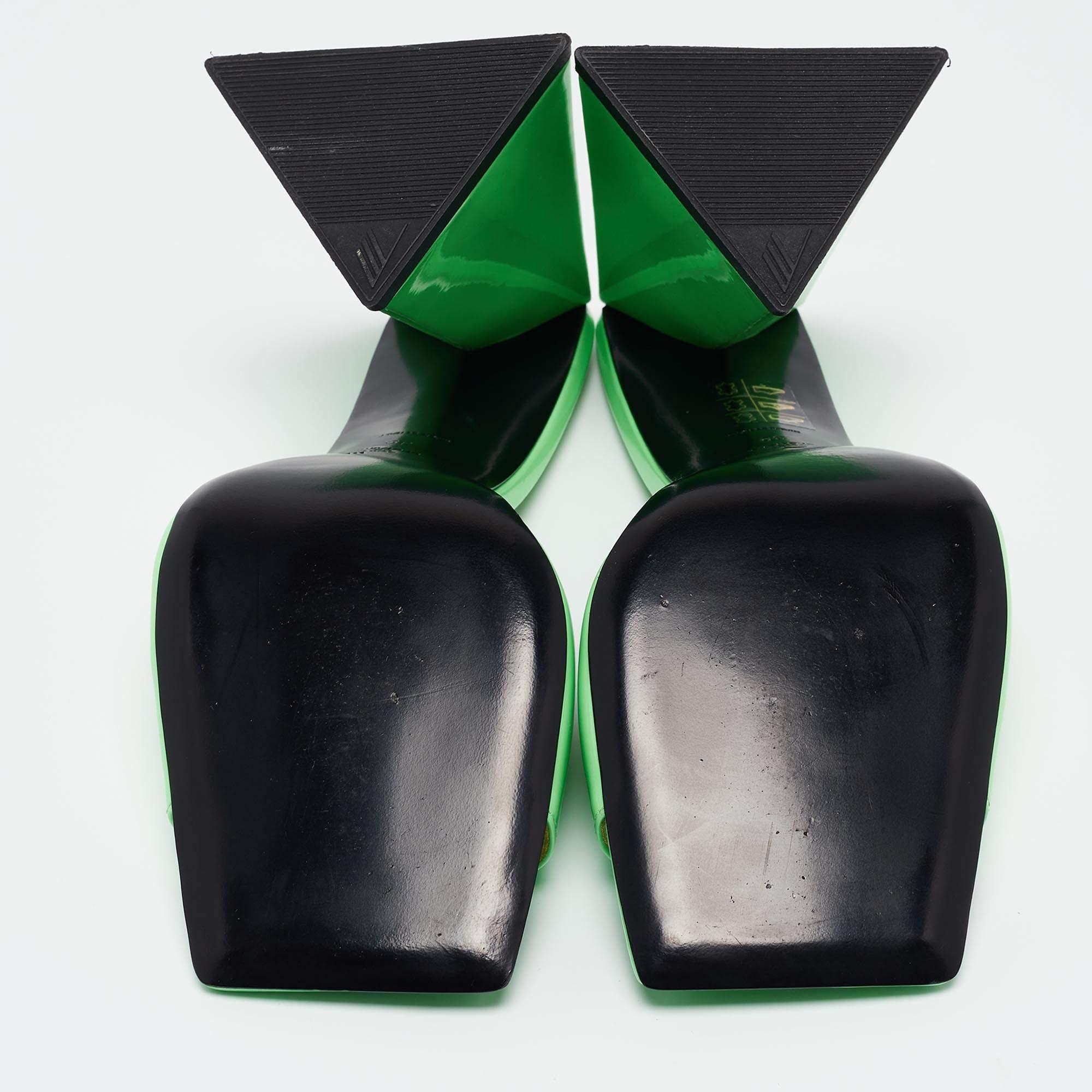 The Attico Neon Green Patent Devon Open Toe Slide Sandals Size 39 For Sale 3