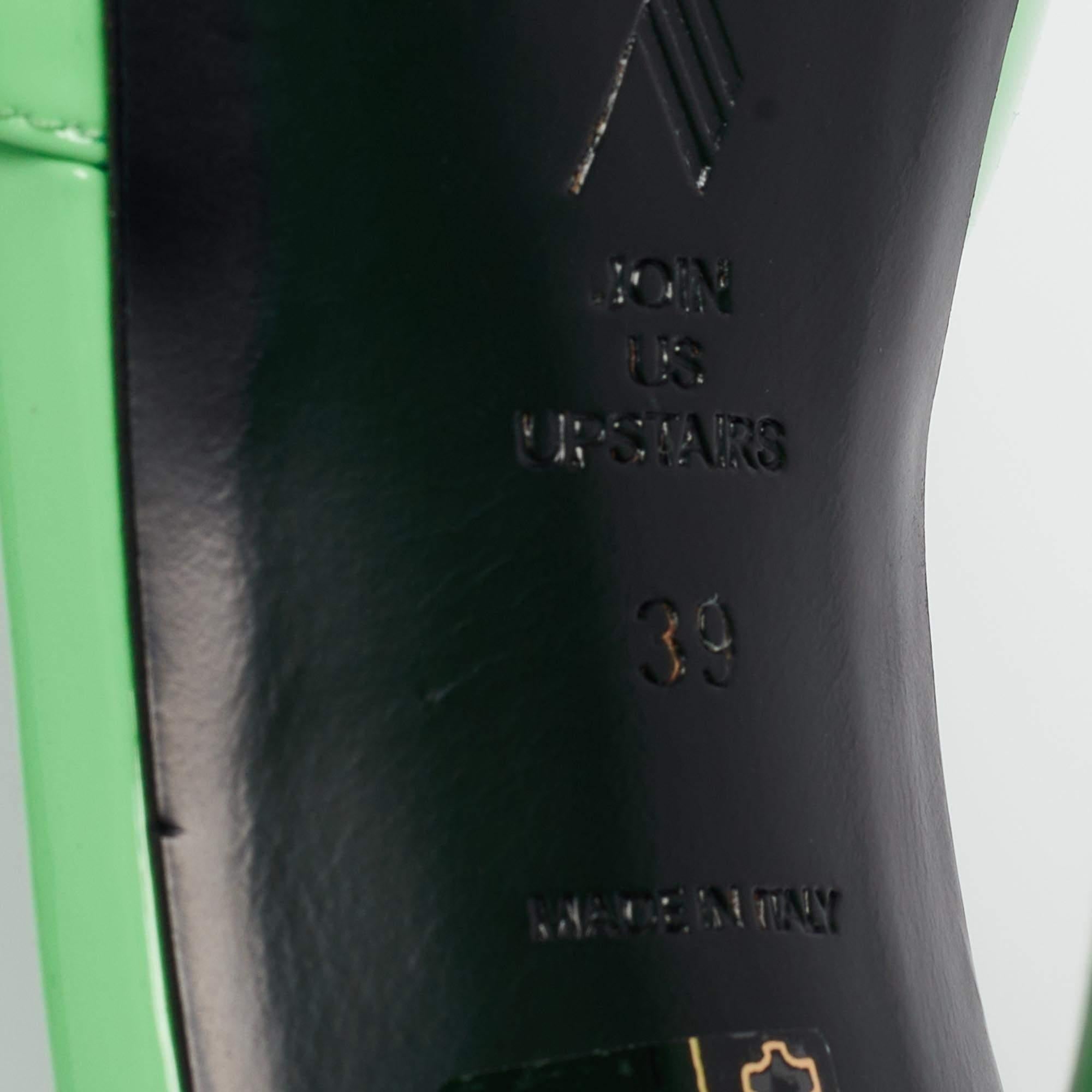 The Attico Neon Green Patent Devon Open Toe Slide Sandals Size 39 For Sale 4