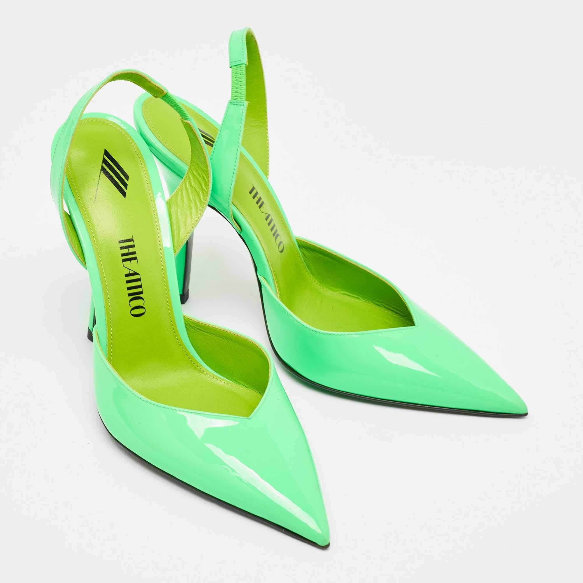 The Attico - Escarpins en cuir verni vert fluo - Taille 39 Neuf - En vente à Dubai, Al Qouz 2