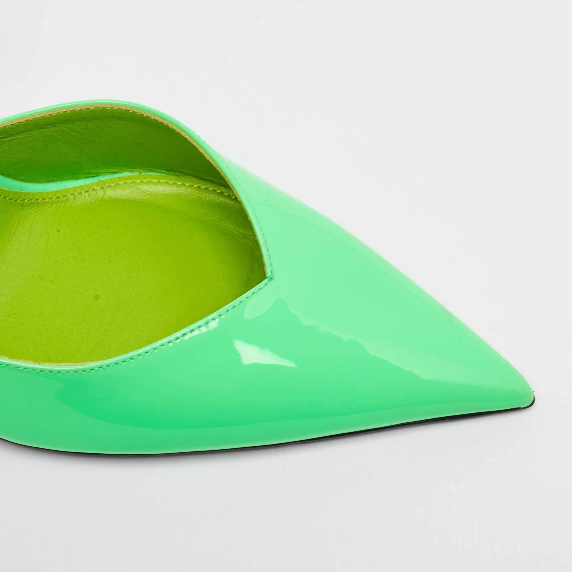 The Attico - Escarpins en cuir verni vert fluo - Taille 39 en vente 3