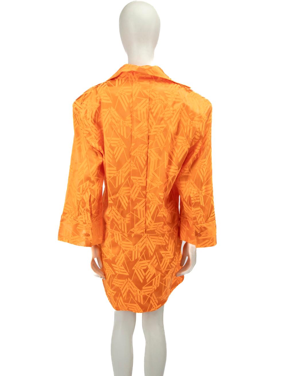 The Attico Orange Patterned Mini Dress Size M In Good Condition In London, GB