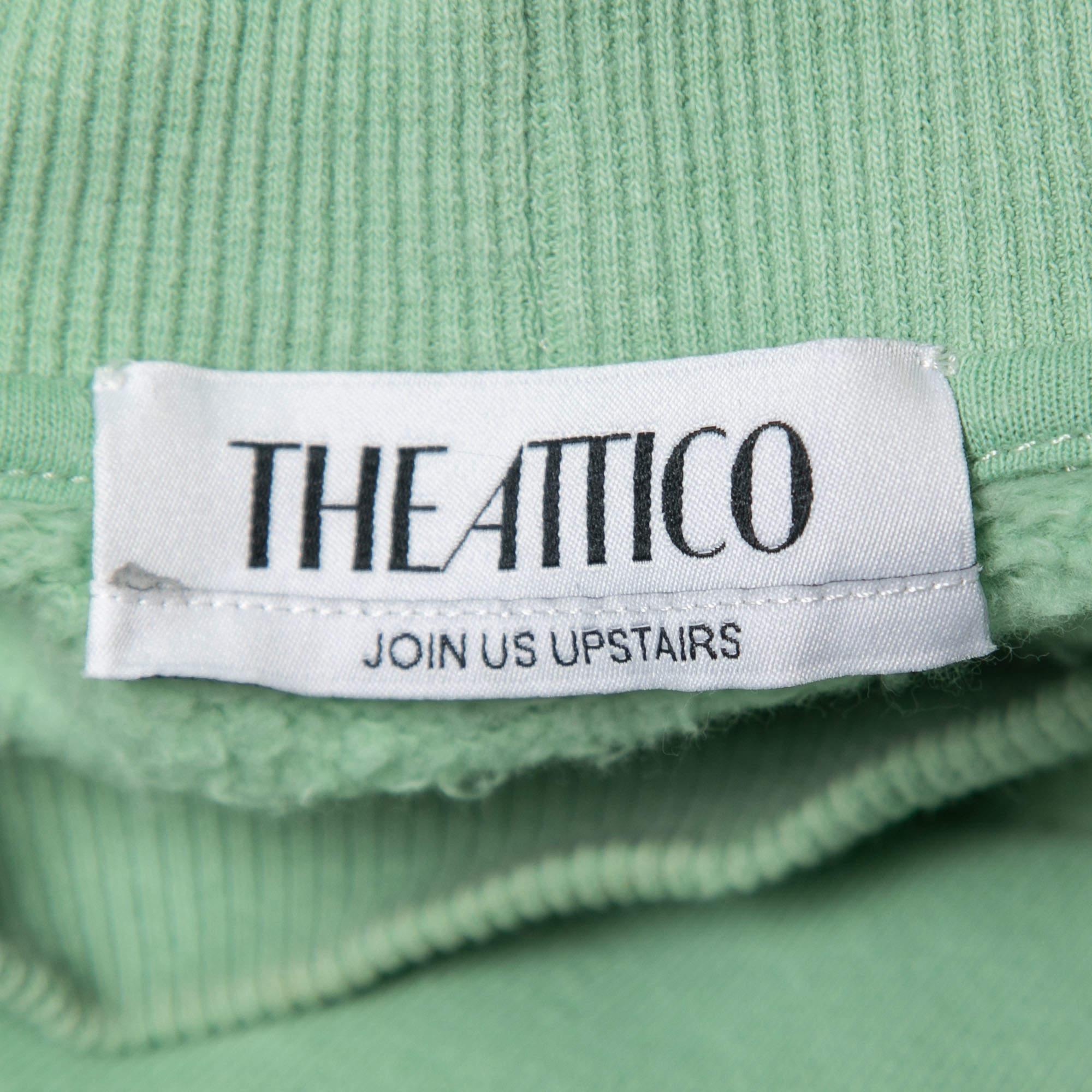 Women's The Attico Pastel Green Cotton Sweatshirt Mini Dress S