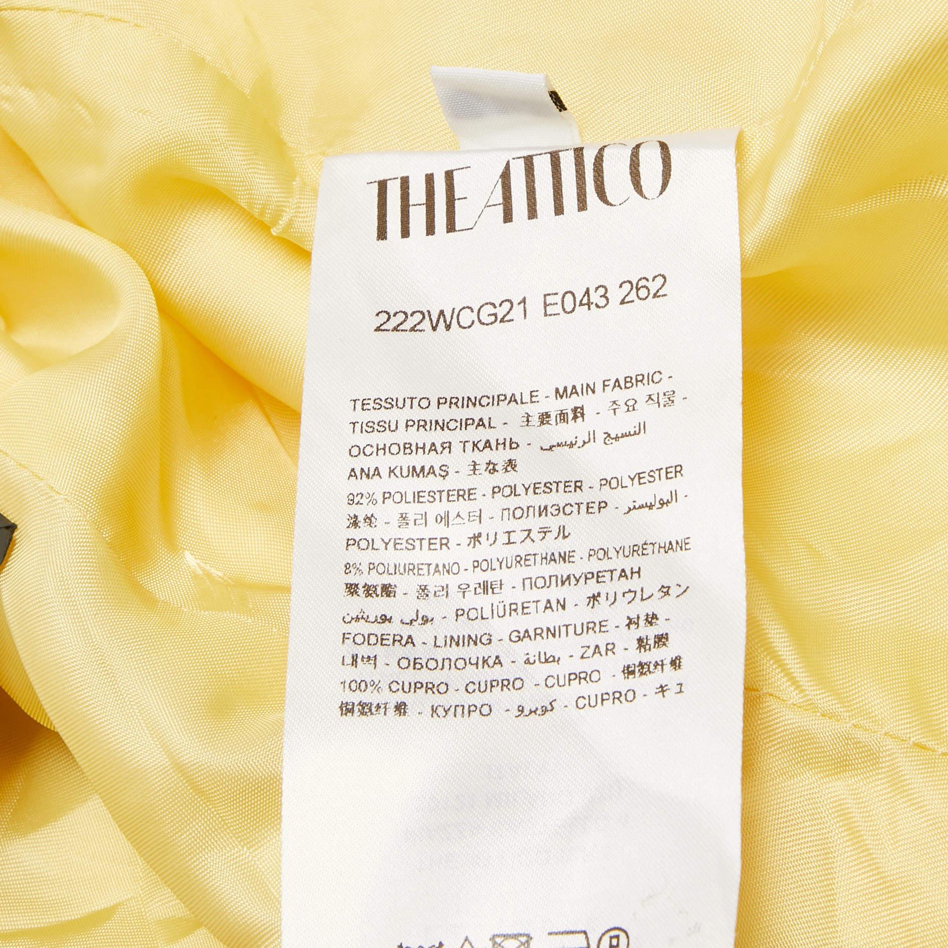 The Attico blazer d'avril croisé en crêpe extensible jaune pastel, taille M en vente 1