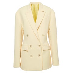 The Attico Pastel Yellow Stretch Crepe Double Breasted April Blazer M