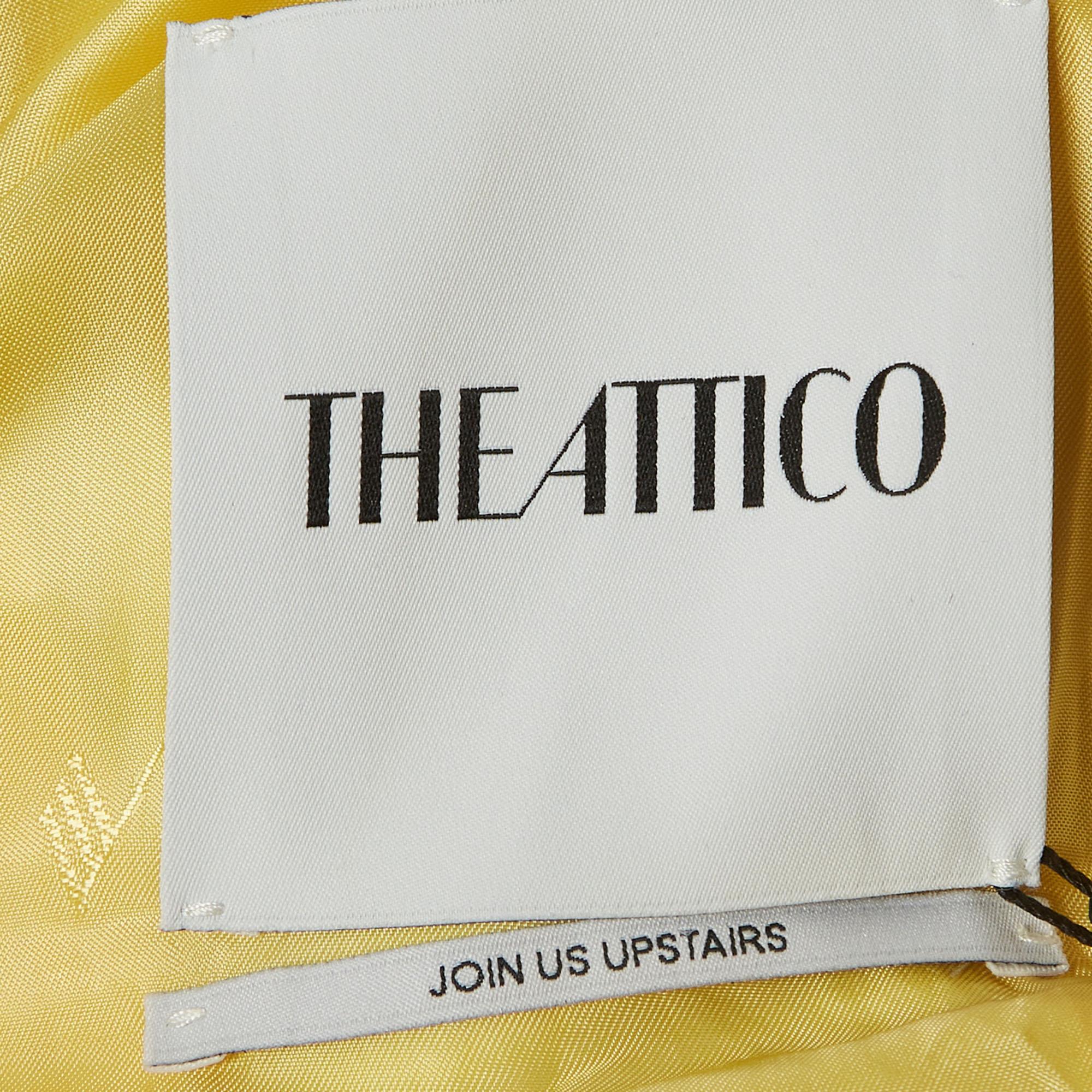 The Attico Pastel Yellow Stretch Knit Double Breasted April Blazer M In Excellent Condition For Sale In Dubai, Al Qouz 2