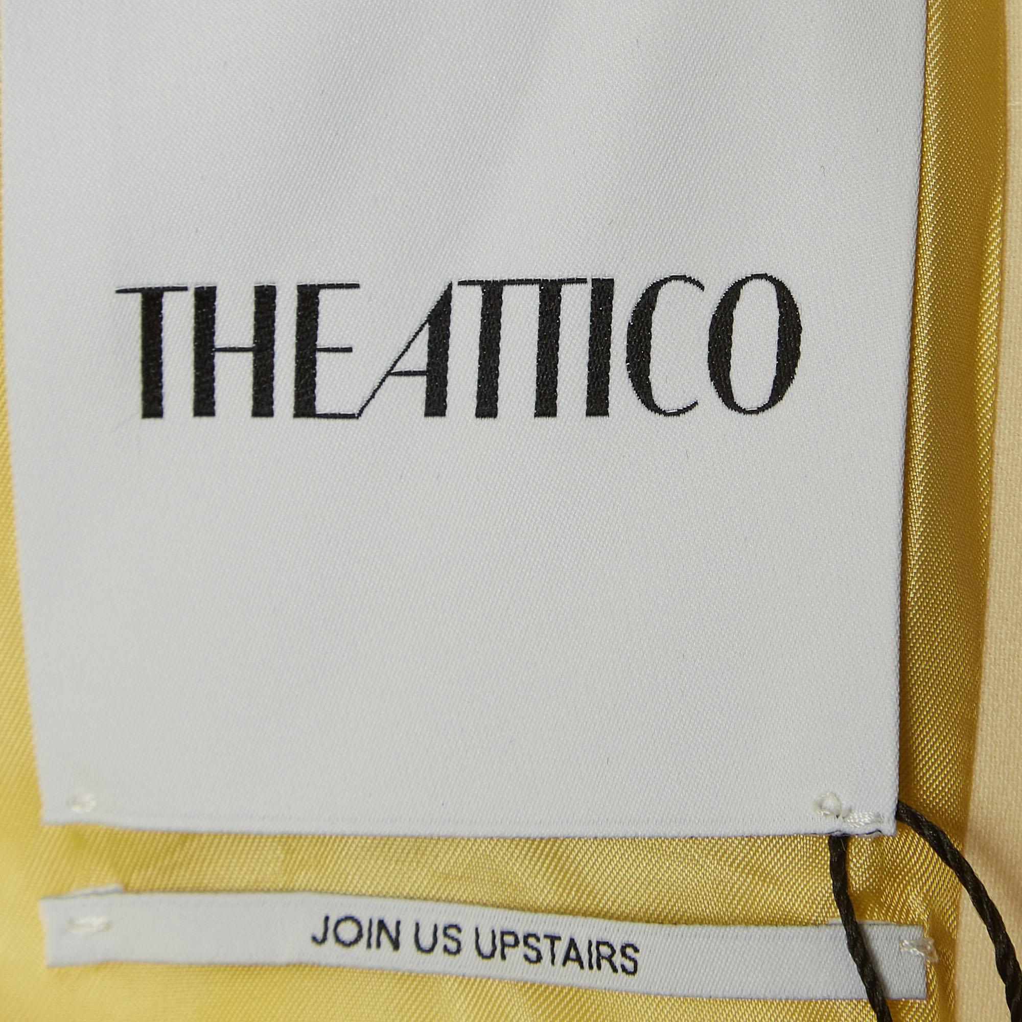 The Attico Pastel Yellow Stretch Knit Double Breasted April Blazer M 1