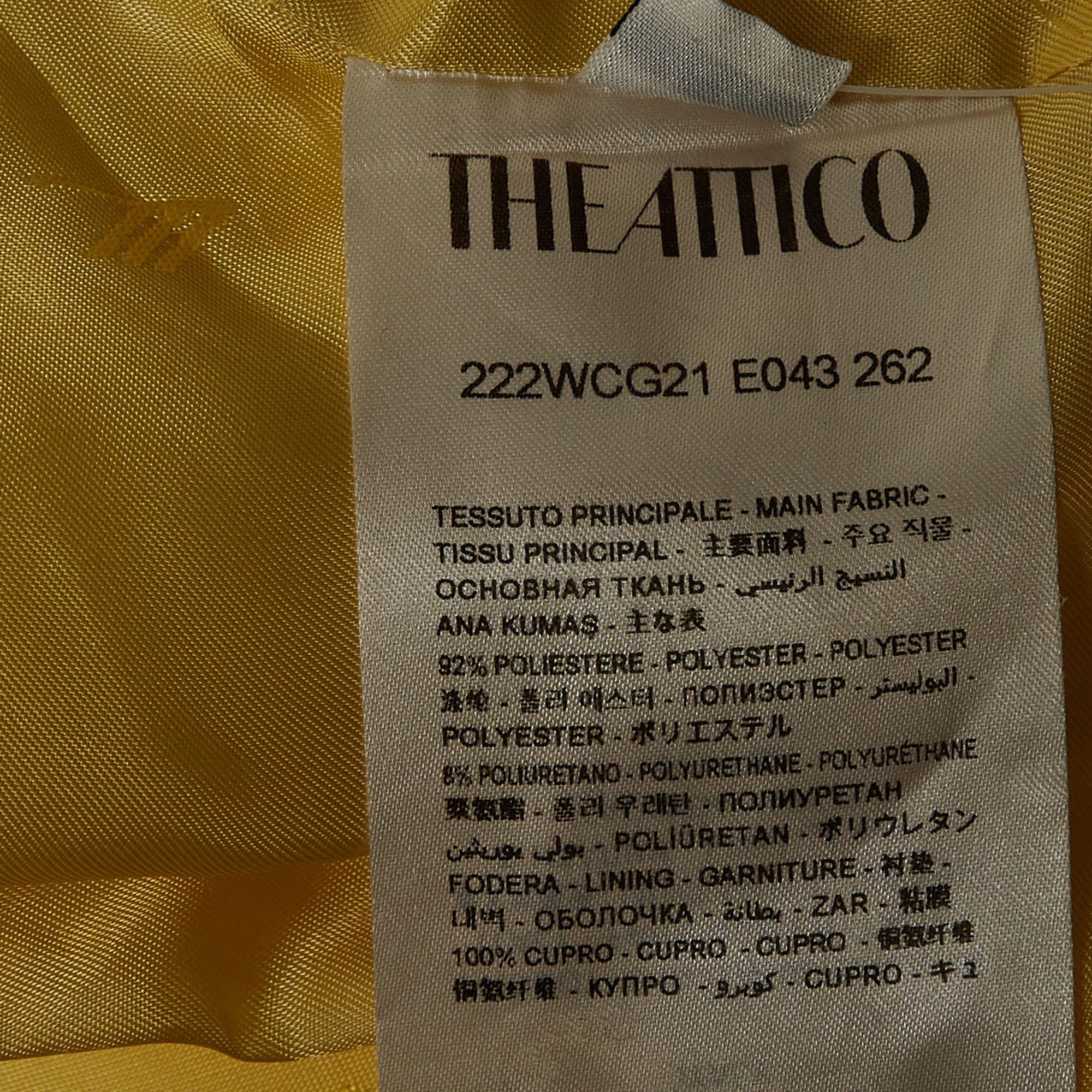 The Attico Pastel Yellow Stretch Knit Double Breasted April Blazer M For Sale 1