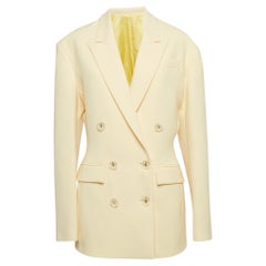 The Attico Pastel Yellow Stretch Knit Double Breasted April Blazer M