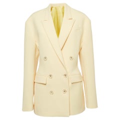 Pastellgelber doppelreihiger April-Blazer aus Stretch-Strick von Attico, M