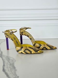 The Attico Perine Women's Sandals Yellow Leather yellow snake print / violet 40
