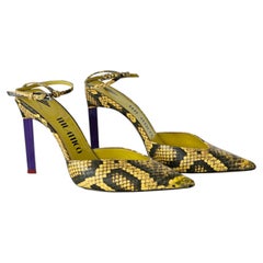 The Attico Perine Women's Sandals Yellow Leather yellow snake print / violet 40