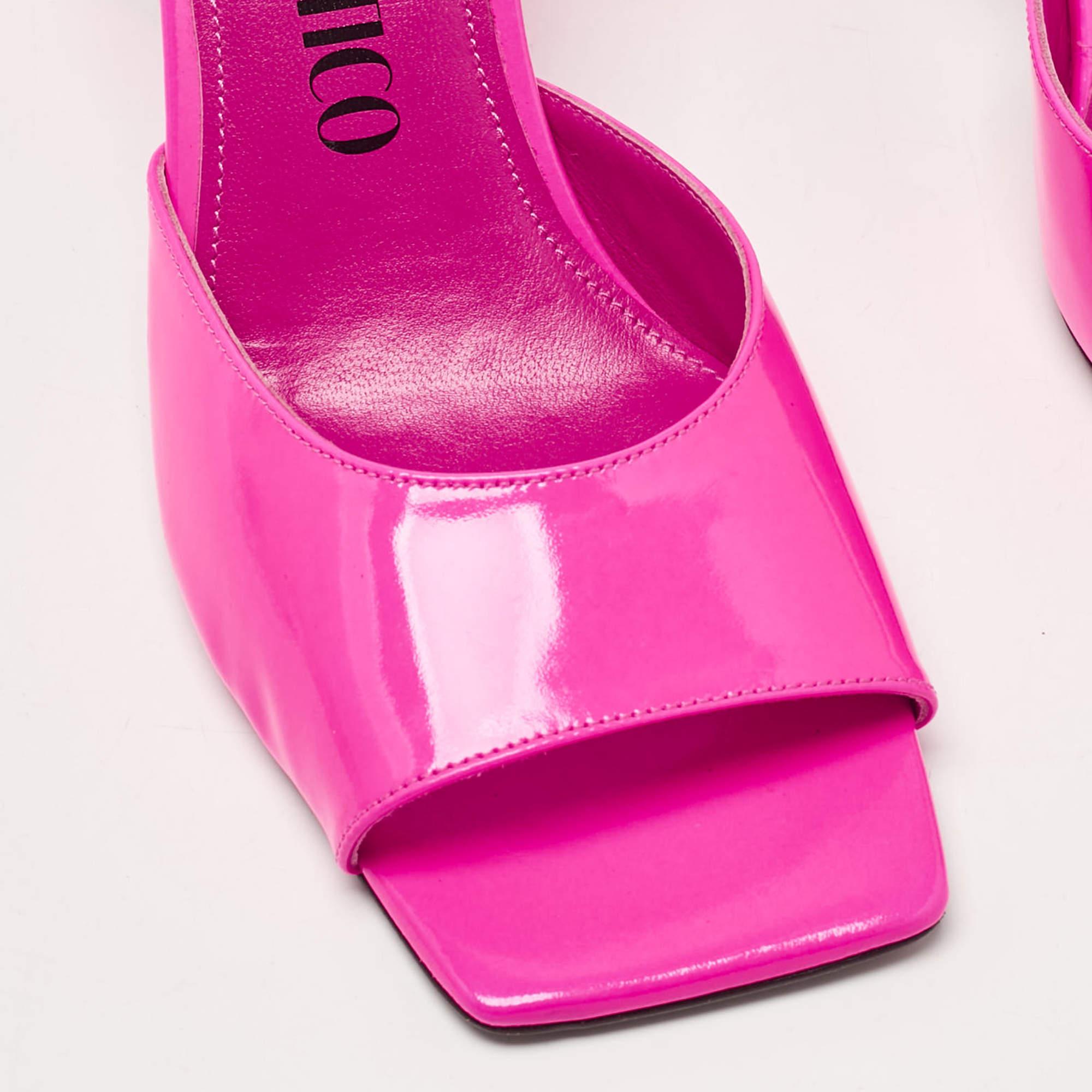 The Attico Sandales à lanières à la cheville en cuir rose, taille 40 en vente 3