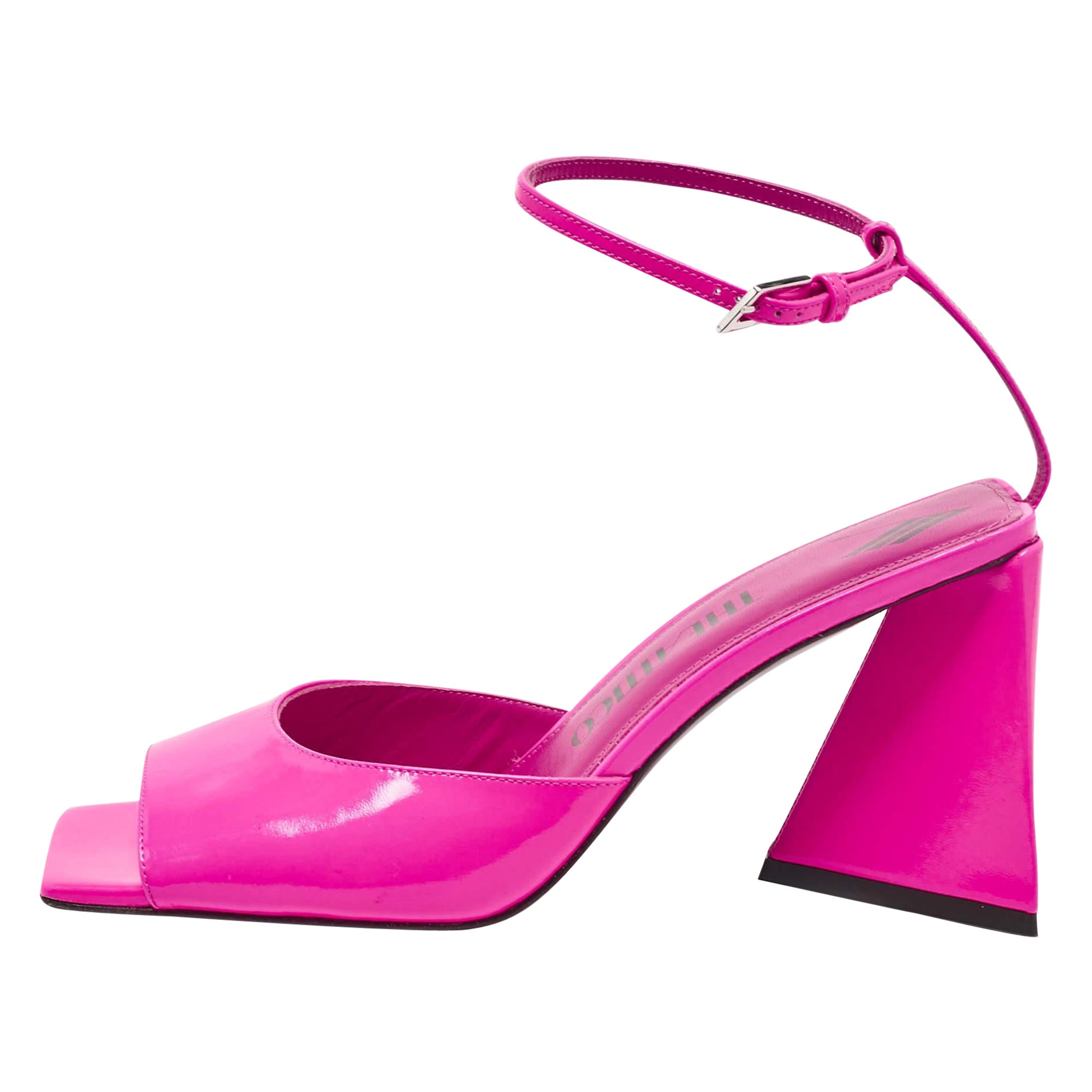 The Attico Rosa Ledersandalen mit Knöchelriemen Größe 40