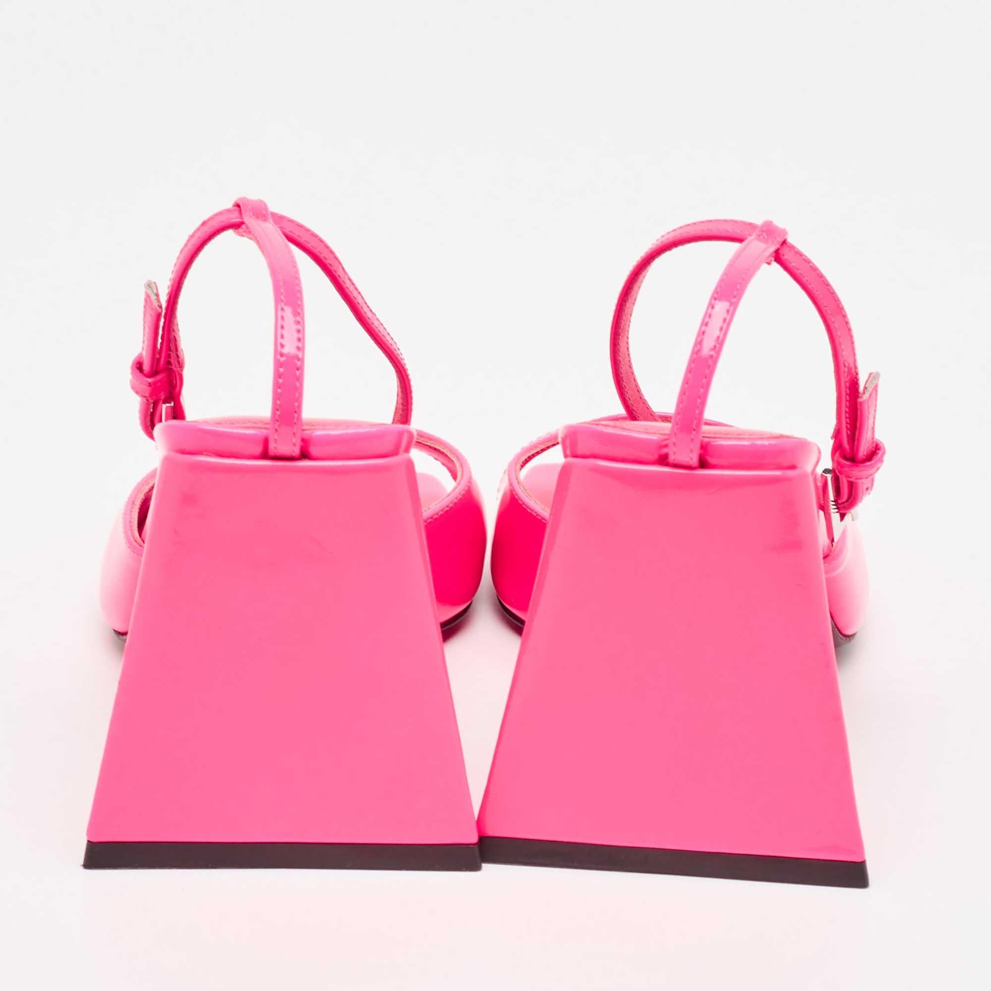 The Attico Sandales à lanières à chevilles en cuir rose, taille 38 Pour femmes en vente
