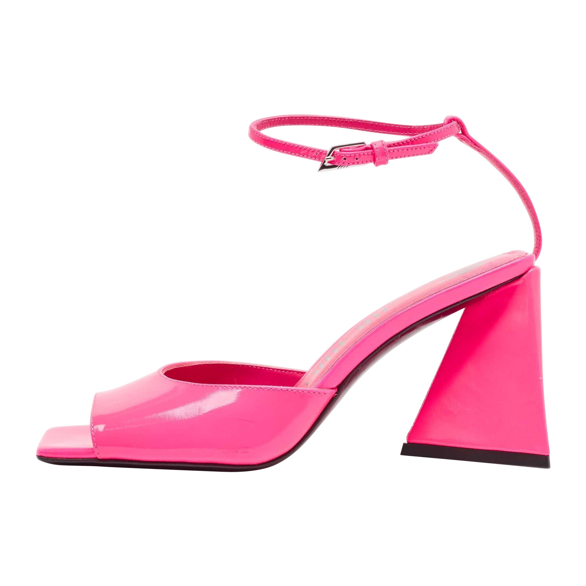 The Attico Rosa Leder Piper-Sandalen mit Knöchelriemen Größe 38