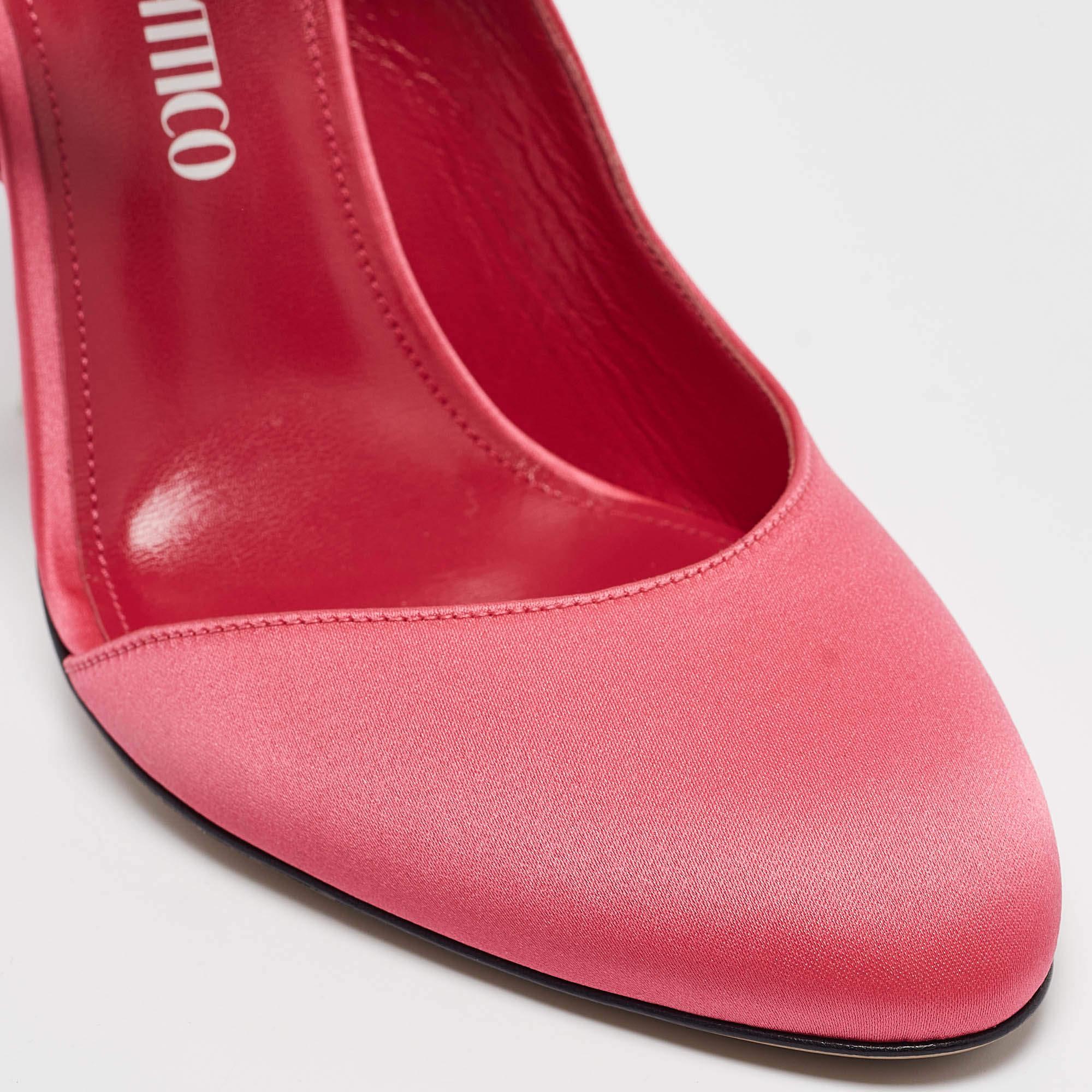 Bombas con tobillo Carrie de satén rosa Attico talla 40.5 en venta 2