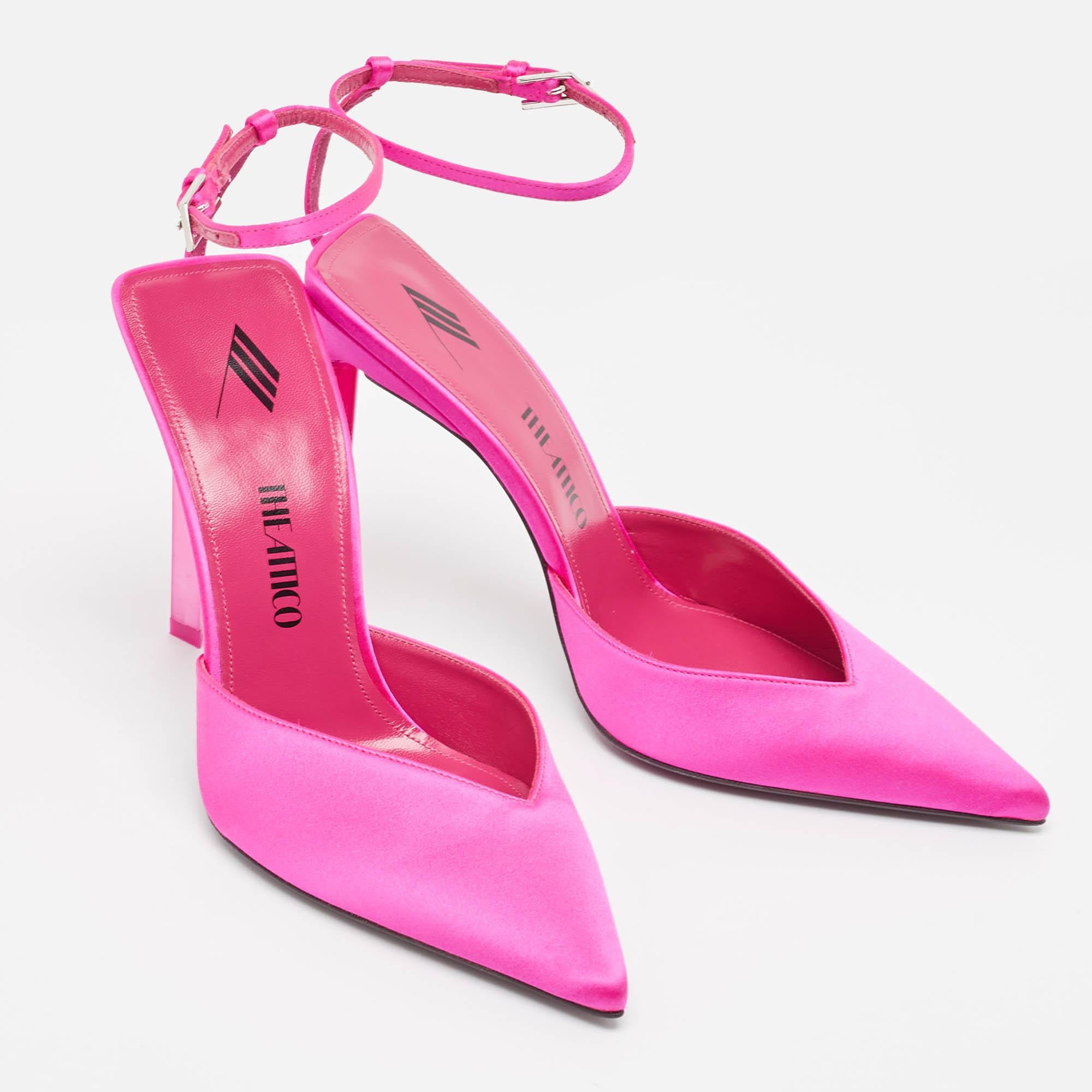 The Attico Sandales à lanières en satin rose perine taille 39 en vente 4